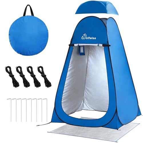 WolfWise Pop Up Changing Tent for Beach, Camping Portable Shower Tents, Outdoor Privacy Bathroom, Change Dressing Clothes Tent Pop Up Instant for Camp, Toilet, 6.2ft/6.6ft/6.9ft High - color: Blue, size: Spacious Pro: 74.8" H, 47.2" W