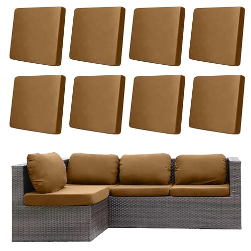 8Pcs Outdoor Cushion Covers, Patio Cushion Covers,Stretch Elastic Slipcovers, Replacement Washable & Reusable Furniture Protector for Patio Couch (Camel Color,Cover Only) - color: Camel Color, size: 8Pcs-Solid color