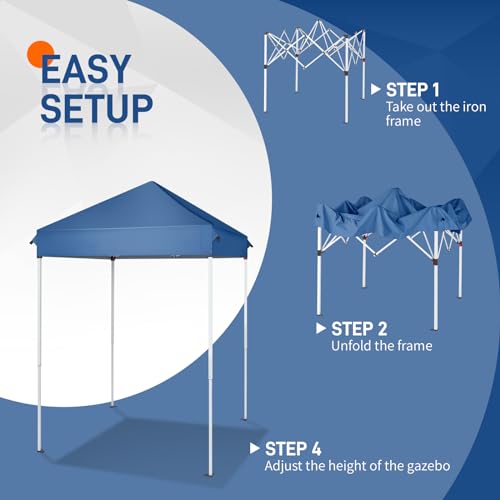 Outvita 5x5 Pop Up Canopy Tent, Ez Up Outdoor Canopy Tent Instant Shelter with Carry Bag Straight Legs Patio Balcony Porch Backyard Garden - style: 5x5-blue