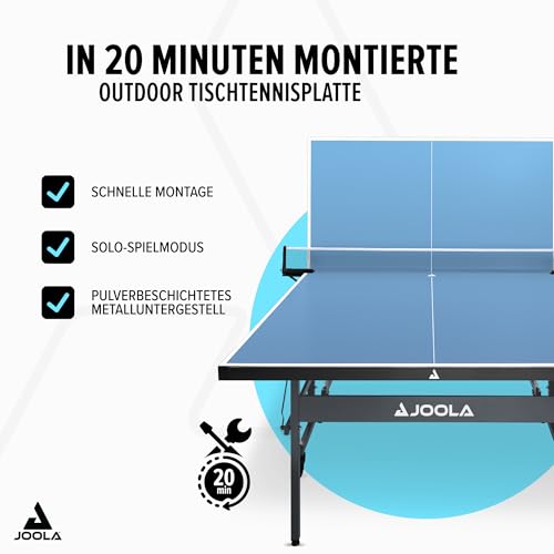 JOOLA Outdoor Table Tennis Table - Multi Use Conference Table Dining Table - Concrete Wood Look Includes Steel Outdoor Ping Pong Net Set & Frame - Hybrid Indoor Outdoor Ping Pong Table - color: Rally Outdoor