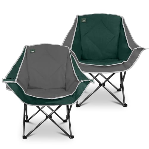 Northroad 2 Pack Oversized Camping Chair,Outdoor Padded Folding Lawn Chair w/Cup Holder,Carry Bag for Beach, Hiking, and Picnics,Heavy-Duty 300-lbs Capacity, Grey&Green - color: Grey&green
