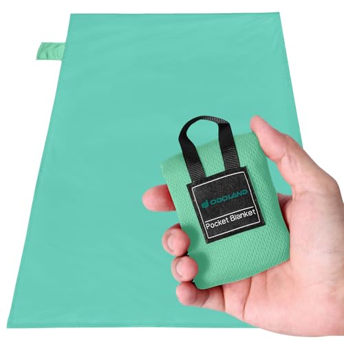 Odoland Beach Blanket Picnic Blanket, 43.3" x 27.5" SandProof Waterproof Outdoor Pocket Blanket with Portable Bag, Foldable Lightweight Sand Free Mat for 1 People Hiking, Camping, Travel, Light Green - color: Light Green, size: 27.5" x 43.3"(1 People)