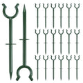 QWORK 3/4" Garden Hose Holder Brackets - 20 Pcs Plastic Outdoor Hose Guide Stakes Support Spike Tool