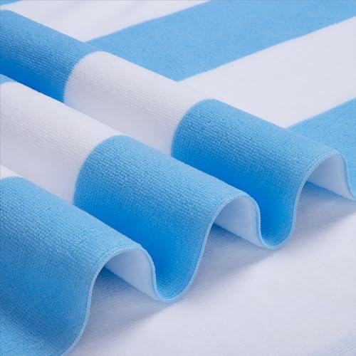 WILFA Extra Large Beach Towel - Oversized Mircofiber Beach Towel 40'' x 70'', XL Striped Lightweight Pool Towel, Big Cabana Swim Travel Towel for Adults Mens Women,Blue - color: Blue