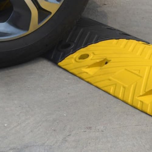 Pittman 11 Foot XPT Eco Speed Bump Kit, Heavy Duty Plastic-Rubber Black and Yellow Sections with End Caps, Interlocking Modular System with Integrated Cable Channels for Asphalt & Concrete (755674) - size: 11'