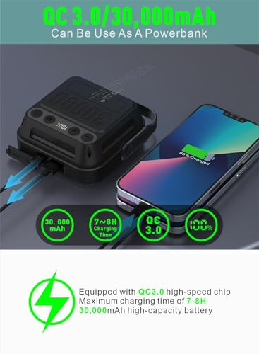 30000mAh LED Camping Lantern,Rechargeable Tent Light, QC3.0/22.5W, 1600LM, 4-Color Switch, IPX5 Waterproof Outdoor Light for Power Failure,Emergency,Camping,Hiking (Black-Pro - color: Black-Pro