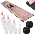 Mini Bowling Set, Indoor & Outdoor Home Bowling Alley Set with Thicken Lane, Bowling Pins & Ball Set for Family & Friends, Diatomite & Rubber Materials Lane (Upgrade)