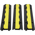 VEVOR 3 PCs 2 Channel Rubber Cable Protector Ramp, 12000 lbs/axle Capacity Heavy Duty Hose Wire Cover Ramp Driveway, Traffic Speed Bump w/Flip-Open Top Cover & 50 ft Warning Tape, for Indoor&Outdoor - style: 2 Channel-3PCs