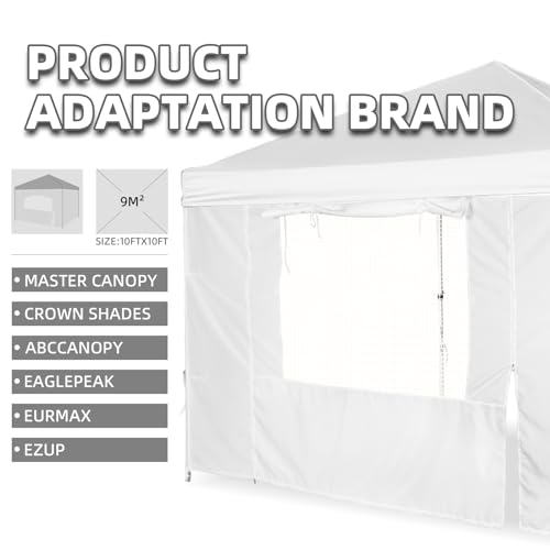 Sunshade Sidewall, SunWall with Door and Window for 10×10 Pop Up Canopy Straight Leg, Outdoor Instant Canopies Wall, 1 Pack Canopy Sidewall Only (Spliceable, White) - color: White - Spliceable