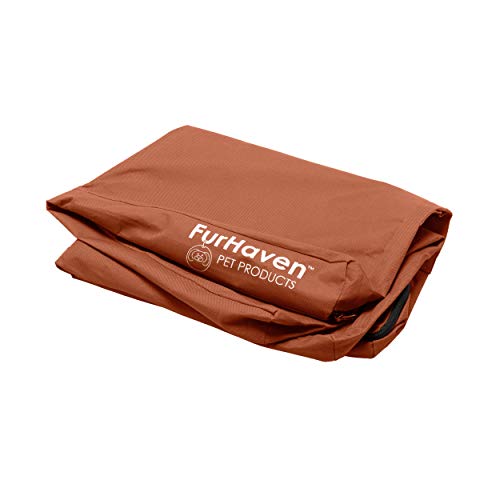 Furhaven Replacement Dog Bed Cover Water-Resistant Indoor/Outdoor Logo Print Oxford Polycanvas Mattress, Washable - Chestnut, Jumbo (X-Large) - color: Chestnut, size: Jumbo