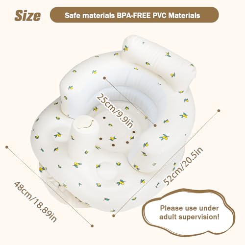 Inflatable Baby Chair, AirSwim Baby Inflatable Seat for Babies 3 Months and Up Summer Inflatable Baby Seat for Sitting Up, Blow Up Baby Floor Seat with Built in Air Pump, Orange - color: Orange