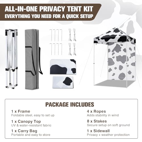 EAGLE PEAK Pop up Canopy 5x5, Outdoor Portable Canopy Tent with One Removable Sunwall, Carry Bag Included, Cow Print - color: Cow Print