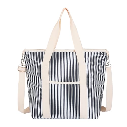 Nanxson 9L/15L/29L Extra Large Insulated Lunch Bag for Women Adult Reusable Leakproof Picnic Lunch Box Freezable Cooler Tote Bag (29L,B-Navy Stripe) - color: B-Navy Stripe, size: 29L