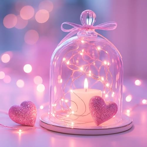 6 Pack Fairy Lights Battery Operated with Timer Silver Wire Mini 13FT 40LED Waterproof Cuttable Twinkle Christmas String Lights for Home Bedroom Wedding DIY Centerpiece Birthday (Pink) - color: Pink