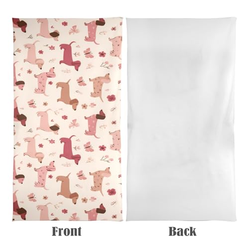 OTVEE Blossom Dachshund Pattern Beach Towel Oversized 31x71in Extra Large Pool Towel Lightweight Soft Absorbant Sand Free Fast Dry Beach Blankets Bath Towel for Travel Swim Pool Yoga Gym Camping