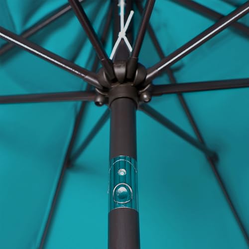 Blissun 9' Outdoor Patio Umbrella, Outdoor Table Umbrella, Yard Umbrella, Market Umbrella with 8 Sturdy Ribs, Push Button Tilt and Crank - color: Cerulean