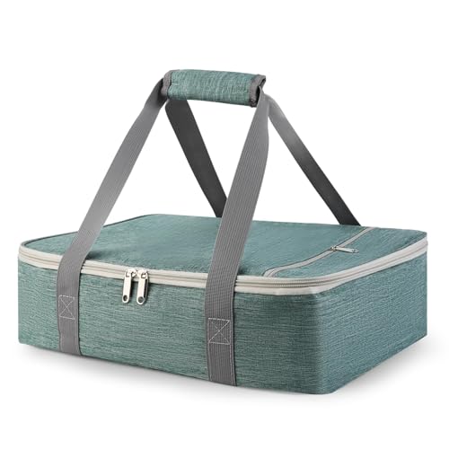 Bodaon Casserole Carriers for Hot or Cold Food, Fits 11"x15"Baking Dish, Portable Warmer for Travel,Insulated Casserole Carrier,Keep Warm Food Containers,Keeps Food Hot for Hours, Pioneer Woman, Green - color: Green Pro
