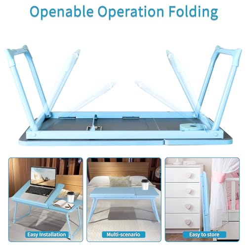 CloudTrip Laptop Desk for Bed or Couch, Lap Desk, Home office Desks, Breakfast Tray Desk, Desk with Cup Holder, Watching Movies in Bed, laptop stand for bed, Lap Desk, Fordable Legs Desk (blue) (Blue) - color: Blue