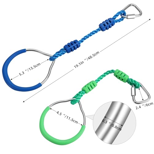 PELLOR Multi-Color Ninja Rings, Gymnastic Rings Backyard Playground Training Equipment Play for Kids & Adults, Swing Bar for Backyard Ninja Warrior Obstacle Course Kits - color: 6 Color