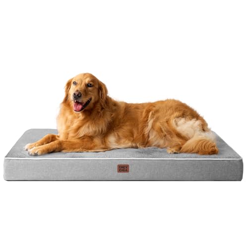 EHEYCIGA Orthopedic Dog Bed Waterproof 41"x27", Memory Foam Pet Bed for XLarged Dogs, Washable Pet Mat with Removable Cover, Grey - color: Grey, size: 41.0"L x 27.0"W x 3.0"Th