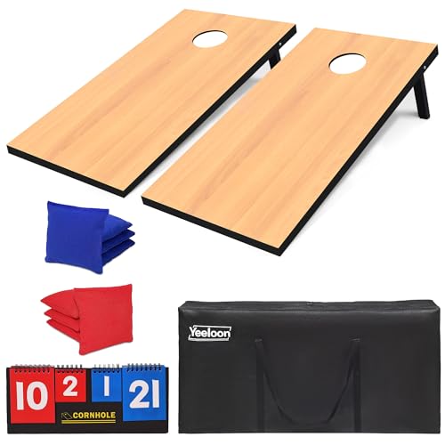 Cornhole Set, Regulation/Tailgate Size Cornhole Boards with 8 Bean Bags and Carrying Case, 4x2/3x2 Corn Hole Outdoor Game Toss Board for Adults Outside Activities - color: 4'x2' Natural Wood