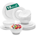 6 Sets Plates And Bowls Set(18 Piece) - Unbreakable Lightweight Dinnerware Set With 26 oz Cereal Bowls 8 inch Dessert Plates 10.5inch Dinner Plates Dishwasher Safe Reusable Gift for Wedding Home - color: Dinner Set White