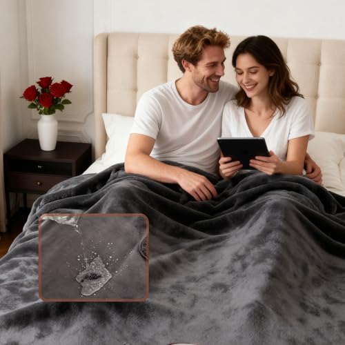Waterproof Blanket (60"x80") for Couch, Sofa, Pets- Plush Water Proof Throw Blanket to Protect Furniture, Stain Resistant, Leak-Proof, Double-Sided, Reversible Flannel & Sherpa Fleece, Grey - color: Grey, size: Twin/Full (60"x80")