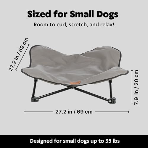 Trixie Camping Cot for Small Dogs up to 35 lb, Elevated Pet Travel Bed 27.2" x 27.2", Portable Steel Frame Lounger with Removable Topper, Foldable Design, Storage Bag Included - size: Small