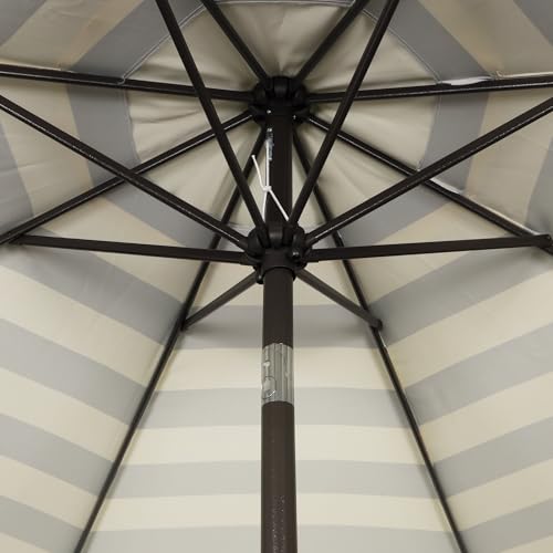 Blissun 9' Outdoor Patio Umbrella, Outdoor Table Umbrella, Yard Umbrella, Market Umbrella with 8 Sturdy Ribs, Push Button Tilt and Crank - color: Black & Ivory