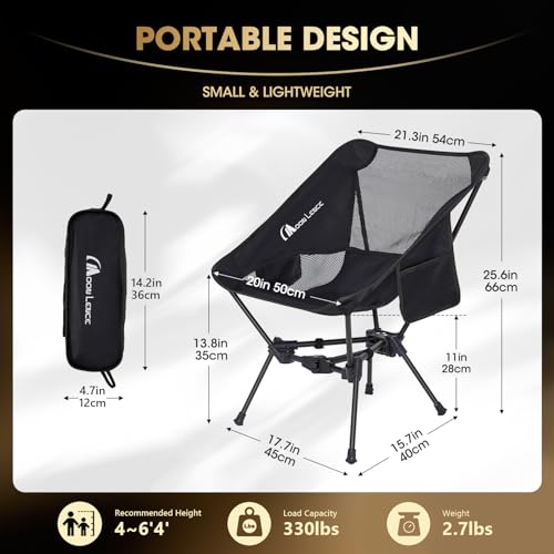 MOON LENCE Camping Chair Portable Backpacking Chair - The 4th Generation Ultralight Folding Chair - Compact, Lightweight Foldable Chairs for Hiking Mountaineering Beach (Green) - color: Green