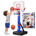 Toddler Basketball Hoop with Ring Toss Game, 2-in-1 Adjustable (2.5–5.5 Ft) Indoor & Outdoor Kids Basketball Set with Mini Balls, Rings, Pump & Stable Base Sports Toy for Boy & Girl Age 1-5