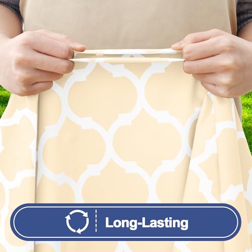 Smiry 2 Pack Rectangle Table Cloth 4 Foot, Waterproof Elastic Fitted Tablecloths, Windproof Washable Polyester Table Cover for Picnic, Camping, Outdoor (Beige, 30"x48") - color: Beige, size: 30"x48"