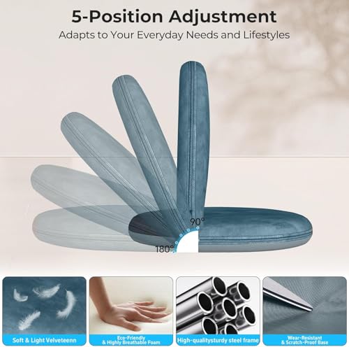 2Pcs Floor Chair, 5-Position Foldable Floor Chair for Kids with Adjustable Back, Soft Sponge & Velvetean Cover, for Adults and Kids, Indoor Outdoor Use, Meditation, Gaming, Camping(Blue) - color: Blue