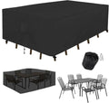 Patio Furniture Covers 108" L x 82" W x 28" H Outdoor Table Furniture Cover Waterproof Rectangle 600D Table and Chair Set Cover for Deck Lawn and Backyard Wind Dust Proof Anti-UV