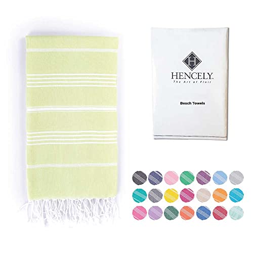 Hencely Turkish Beach Towel 37x68 Oversized, Sand-Free, Quick-Dry, Lightweight - Travel Essential for Pool & Bath - Striped 100% Cotton Bathroom Towels Accessories Gift (Pistachio) - color: Pistachio