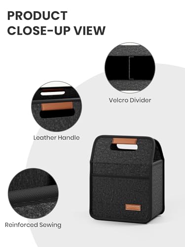 Fluxynara 2-Cup Reusable Felt Drink Carrier with Handle and Adjustable Shoulder Strap, Drink Holder for Car, Multi-Cup Drink Carrier Bag for Delivery, Travel, Picnics (Charcoal Gray) - color: Charcoal Gray, size: 2 Cups
