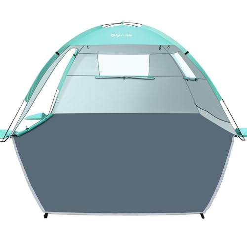 Glymnis Beach Tent Sun Shelter for 4 Person with UPF 50+ UV Protection, Lightweight & Easy Setup Beach Shade Canopy with Vent Windows & Zippered Door - Green - color: Green, size: 4 Person