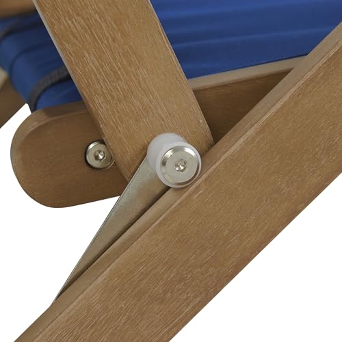 Lavish Home Beach Chair - Outdoor Weather-Resistant Wood Folding Chair with Backpack Straps - 4-Position Reclining Seat - Beach Essentials (Blue) - color: Blue, style: Set of 1