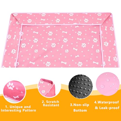 Dog Playpen Bottom for 36" Inch Pet Playpen with 4 Panels, Dog Crate Bottom Pet Tent Puppy Play Pen Bottom, Ideal for Indoor/Outdoor Use. Note: Playpen Not Included. (Pink) - color: Pink