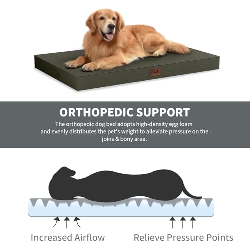 Outdoor Dog Bed for Small Dogs, Waterproof Dog Crate Bed for Medium Dogs Cats, Orthopedic Egg Crate Foam Pet Bed with Washable Removable Oxford Cover, Brown - color: Brown, size: 29.0"L x 18.0"W x 3.0"Th