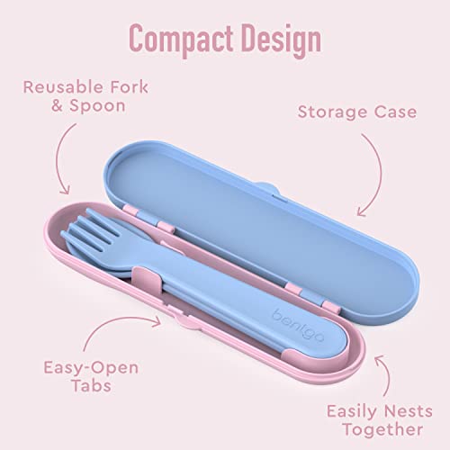 Bentgo Kids Utensil Set - Reusable Plastic Fork, Spoon & Storage Case - BPA-Free Materials, Easy-Grip Handles, Dishwasher Safe - Ideal for School Lunch, Travel, & Outdoors (Lavender Galaxy) - color: Lavender Galaxy