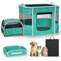 Cat Playpen - Portable Dog Playpen with Litter Box, Foldable Soft Dog Crate for Indoor/Outdoor, Pop Up Cat Enclosure, Collapsible Puppy Kitten Rabbit Cage Tent，2-Room