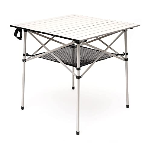 SUNNYFEEL Aluminum Folding Table for Camping, Lightweight Roll Up Top, Portable Camp Tables with Carry Bag for Outdoor Picnic (Square, Gray) - color: Xl-grey-1set, size: 27.5 x 27.5 in