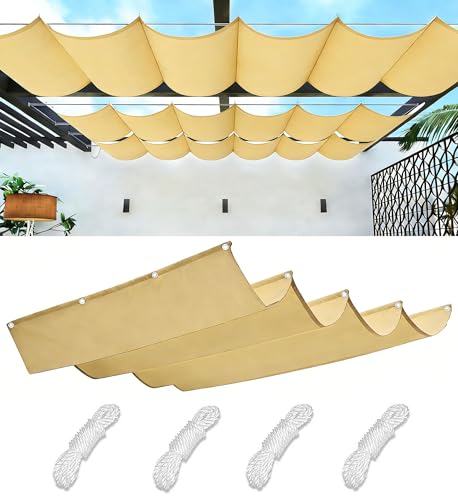 Sun Shade Sail Retractable Wave Waterproof 3' x 5' Shade Cloth Waterproof Outdoor Garden Patio Pergola Sunscreen Awning Canopy 95% UV Block with Rope for Yard Deck Lawn Carport Sand