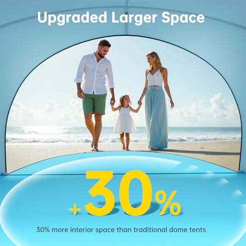 Raynesys Beach Tent Sun Shelter, Beach Shade Tent with UPF50+ UV Protection, Sun Shelter for 1-3 Person, Beaches Shade with 2 Zippered Doors, Portable Tents for Camping Fishing, Light Blue - color: Light Blue, size: For 3 Person