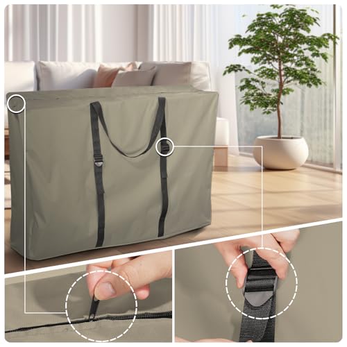 Large Outside Folding Chair Storage Bag with Zipper and Handles, 600D Folding Chair Carry Bag for Zero Gravity Chair Cover, Portable Folding Lounge Chair Carrying Bags, 43" L x 11" W x 29" H (Brown) - color: Brown - 1 Pack