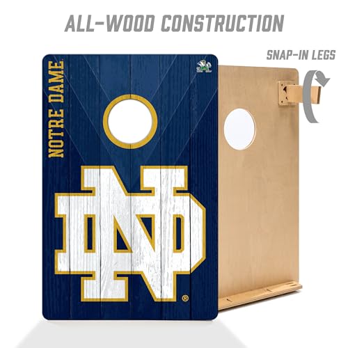 YouTheFan NCAA 2’ x 3’ Wood Cornhole Game with Logo Bags - color: Notre Dame Fighting Irish, size: 2' X 3'