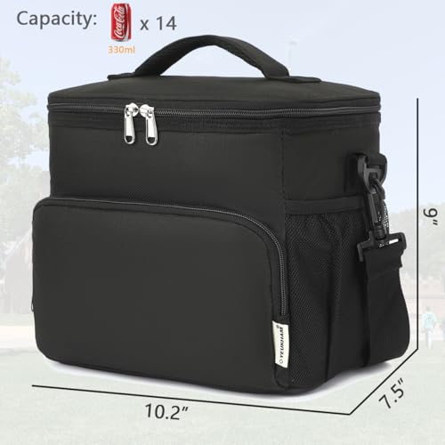GYEUKHAM Unisex Insulated Lunch Bag, Black, 10.2 x 7.5 x 9 inches, Durable Oxford Fabric, PEVA Lining, 3+ Years - color: Black#2