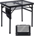 JOUYEK Camping Table, 2x1.3 FT Portable Folding Grill Table, Lightweight Height Adjustable Metal Tables with Mesh Desktop and Mesh Bag, Outdoor Tables for Camping, Picnic, Beach and BBQ, Black - style: 2x1.3 FT