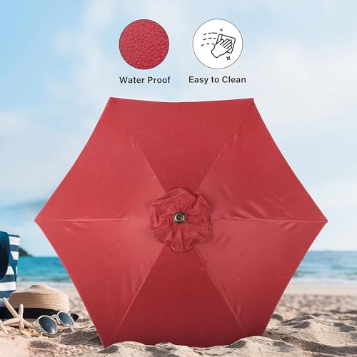 Simple Deluxe 9' Patio Umbrella Outdoor Table Market Yard Umbrella with Push Button Tilt/Crank - color: Red, size: 9'2Pack